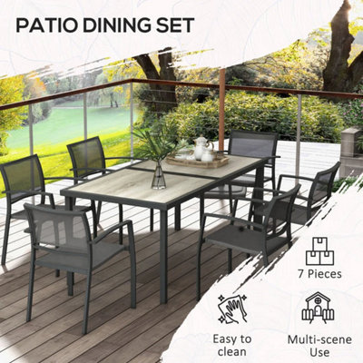 Seven-Piece Casual Outdoor Dining Set - with Wood-Effect Table - 5