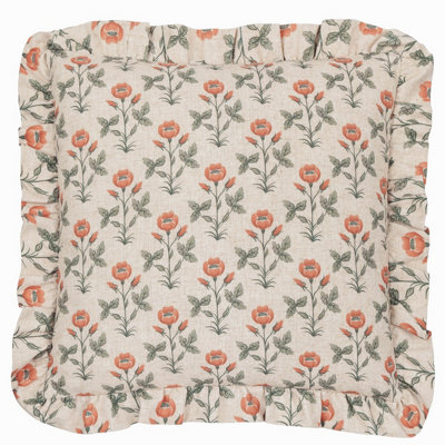 Seventy Three Linen Renee Printed Ruffle Polyester Filled Cushion