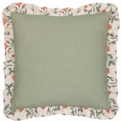 Seventy Three Linen Renee Printed Ruffle Polyester Filled Cushion