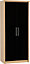 Seville 2 Door Wardrobe - L47 x W76 x H180 cm - Black High Gloss/Light Oak Effect Veneer