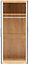 Seville 2 Door Wardrobe - L47 x W76 x H180 cm - Black High Gloss/Light Oak Effect Veneer