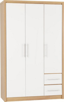 Seville 3 Door 2 Drawer Wardrobe in Oak and White