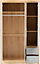 Seville 3 Door 2 Drawer Wardrobe - L47 x W111 x H180 cm - Grey High Gloss/Light Oak Effect Veneer