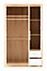 Seville 3 Door 2 Drawer Wardrobe - L47 x W111 x H180 cm - White High Gloss/Light Oak Effect Veneer