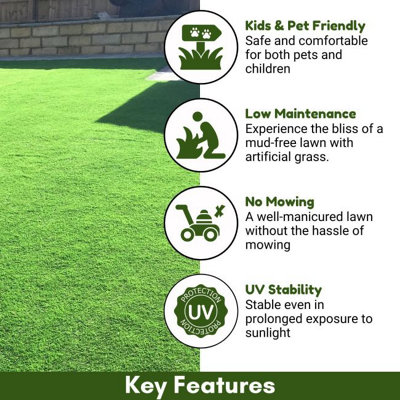 Seville 35mm Artificial Grass, Premium Quality Artificial Grass, FakeGrass For Patio-10m(32'9") X 4m(13'1")-40m²