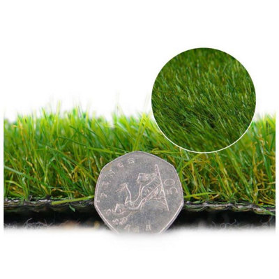 Seville 35mm Artificial Grass, Premium Quality Outdoor Artificial Grass, Fake Grass For Patio-14m(45'11") X 4m(13'1")-56m²