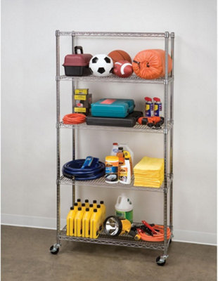 Seville 5 Tier Steel Shelving System with Wheels