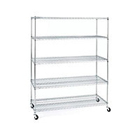 Seville Classics 5 Tier Wide Steel Wire Shelving System with Wheels