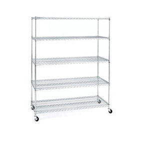 Seville Classics 5 Tier Wide Steel Wire Shelving System with Wheels