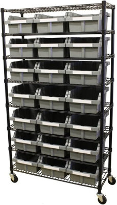 Seville Classics 8 Tier Commercial Racking with 21 Bins