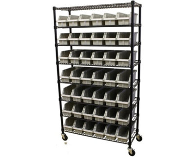 Seville Classics 8 Tier Commercial Racking with 42 Storage Bins