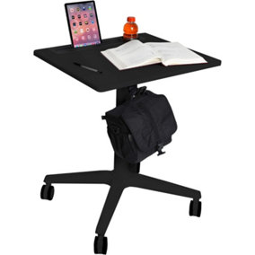 Seville Classics Black XL Airlift Table with Cup and Mobile Holder