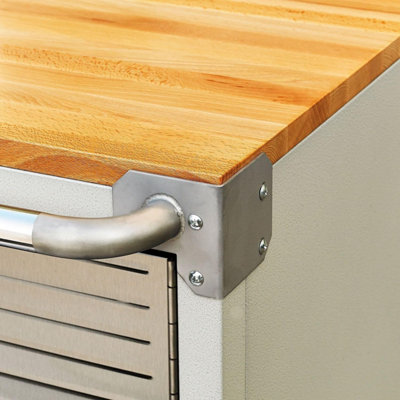 Seville Classics Granite 2 Door Cabinet with Wheels and Hardwood Top - 5
