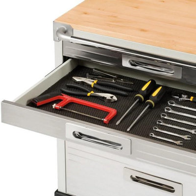 Seville Classics Granite 6 Drawer Rolling Cabinet with Hardwood Top - 6