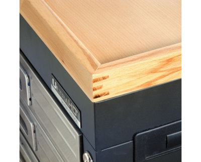 Seville Classics HD 4 Drawer Timber Top Tool Chest with Lockable Compartments