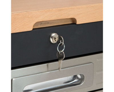 Seville Classics HD 4 Drawer Timber Top Tool Chest with Lockable Compartments