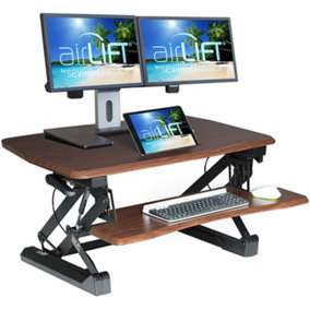 Seville Classics Monitor Riser Keyboard Tray & Phone/Tablet Holder Walnut Desk