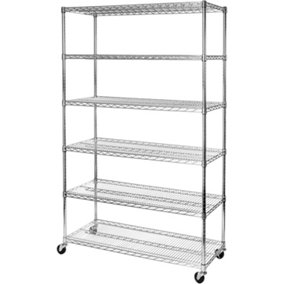 Seville Classics Ultra Durable Heavy Duty Solid Steel 6 tier Wire Shelving Unit with Wheels