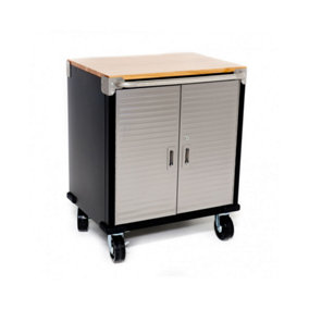 Seville Classics Ultra HD 2 Door Timber Top Mobile Roll Cabinet UHD20202E