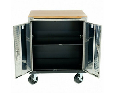 Seville Classics Ultra HD 2 Door Timber Top Mobile Roll Cabinet UHD20202E