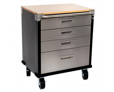 Seville Classics Ultra HD 4 Drawer Timber Top Mobile Roll Cabinet