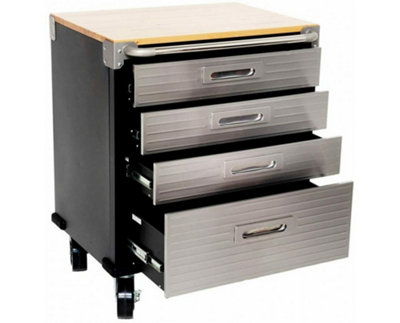 Seville Classics Ultra HD 4 Drawer Timber Top Mobile Roll Cabinet UHD20204E