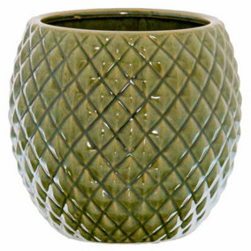 Seville Collection Diamond Planter - Ceramic - L19 x W19 x H20 cm - Olive