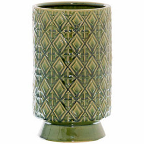 Seville Collection Paragon Vase - Ceramic - L16 x W16 x H27 cm - Olive