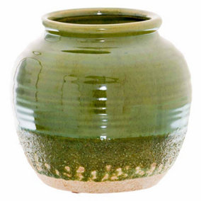 Seville Collection Squat Vase - Ceramic - L18 x W18 x H17 cm - Olive