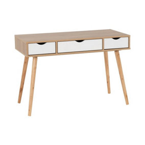 Seville Console Table 3 Drawer in White and Oak Effect Finish