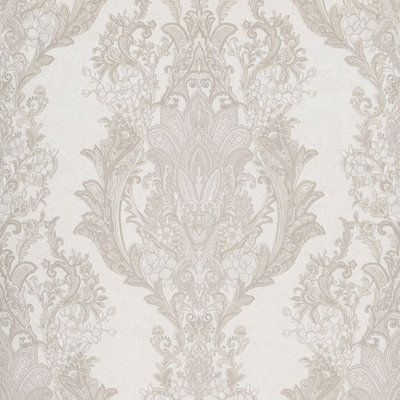 Seville Damask Textured Vinyl Wallpaper Gold Limetree LT7707