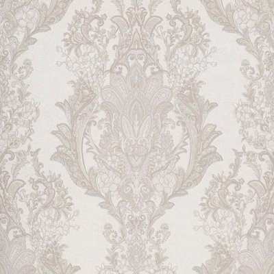 Seville Damask Textured Vinyl Wallpaper Gold Limetree LT7707