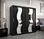Seville Mirrored Sliding Door Wardrobe with Shelves and Hanging Rails in Black (H)2000mm (W)2000mm (D)620mm