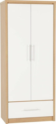 Seville Oak and White Finish 2 Door Wardrobe