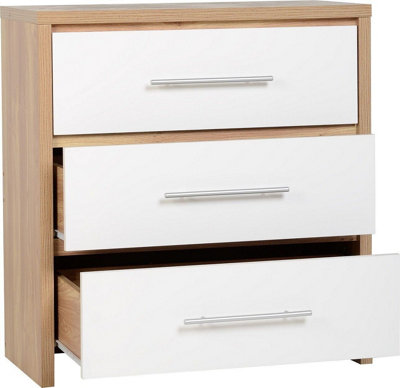 Seville Oak and White Finish 3 Drawer Chest