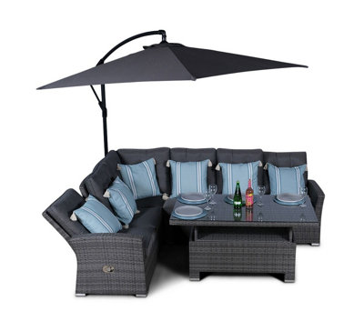 Rattan corner sofa online with parasol