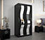 Seville Sliding Door Wardrobe with Mirrored Doors and Spacious Shelves in Black (H)2000mm (W)1000mm (D)620mm