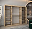 Seville Wavy Mirrored Sliding Door Wardrobe with Shelves and Hanging Rails in Oak Sonoma(H)2000mm (W)2500mm (D)620mm