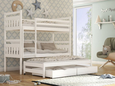 Seweryn Bunk Bed with Trundle and Storage in White W1980mm x H1640mm x ...