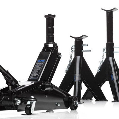 SGS 2.5 Tonne High Lift Trolley Jack & 3 Tonne Axle Stands Set, Range: 150/530mm