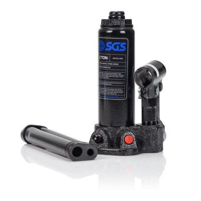SGS 2 Tonne Hydraulic Bottle Jack, Compact, Heavy Duty Steel - 181mm up to 345mm