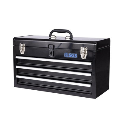 SGS 20in 3 Drawer Steel Tool Box, Robust, Smooth Slides, Latches & Padlock Loop