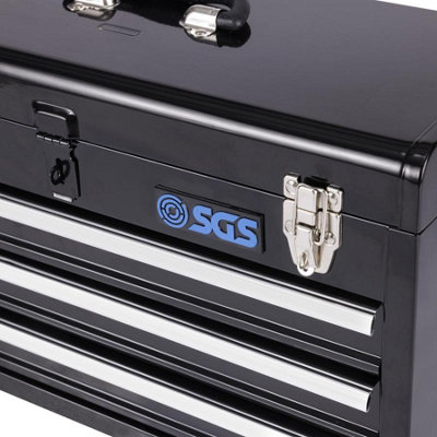 SGS 20in 3 Drawer Steel Tool Box, Robust, Smooth Slides, Latches & Padlock Loop