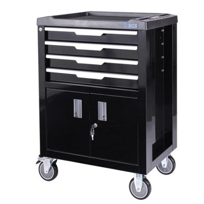 SGS 4 Drawer Roller Cabinet w/ Storage Compartment, Tray, Locks & Castor Brake