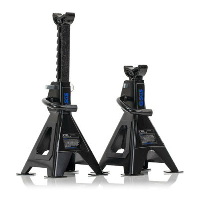 SGS 4 Tonne Ratchet Axle Stands - 2 Piece Set, Locking Pins, Steel ...
