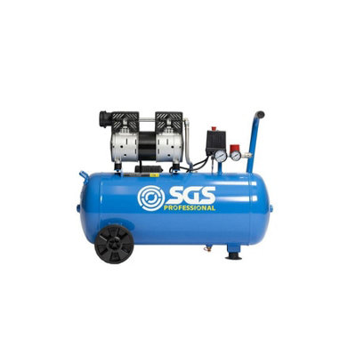 SGS 50L Air Compressor Pro Super Silent, 1HP 4.5CFM Low Noise w/ Wheels ...