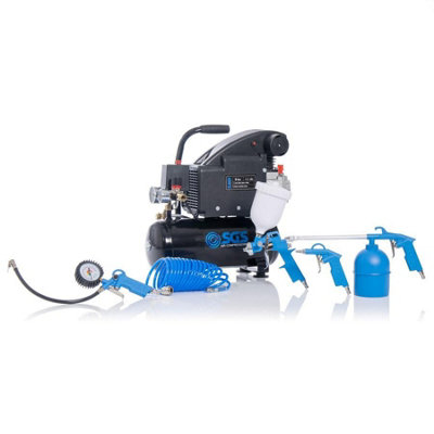 SGS 8 Litre Direct Drive Air Compressor & 5 Piece Tool Kit - 4.2CFM, 1 ...