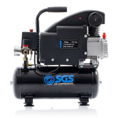 SGS 8L Air Compressor & Spray Gun Kit, 4.2CFM 1.1HP w/ Air Hose, Spray ...