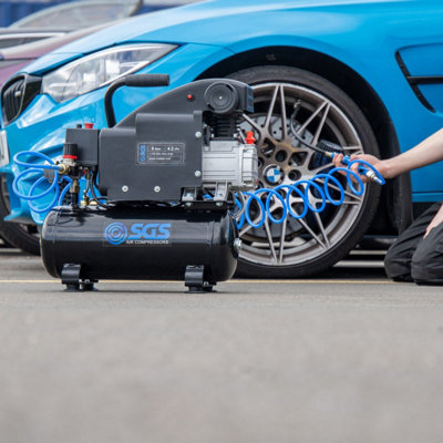 SGS 8L Air Compressor & Spray Gun Kit, 4.2CFM 1.1HP w/ Air Hose, Spray ...
