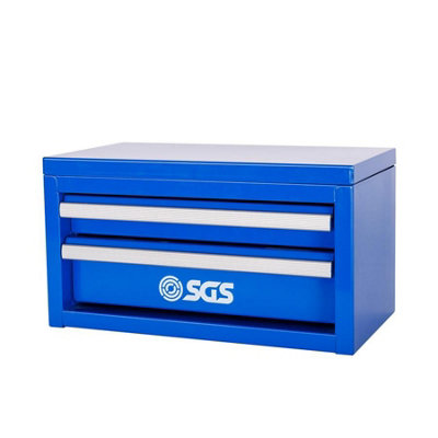 SGS Blue Mini Tool Box Metal 2 Drawers For DIY Crafts Home 27.5x15x15cm Fun Gift